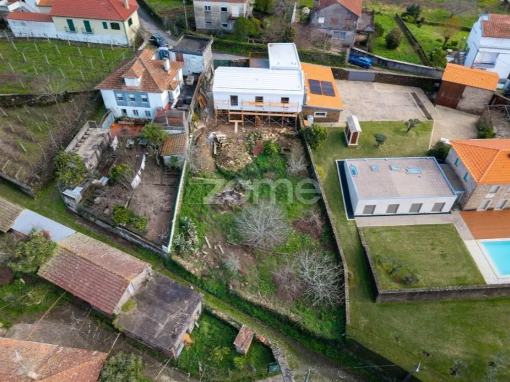 Aerial - Contemporary Stone House with Pool in Caminha