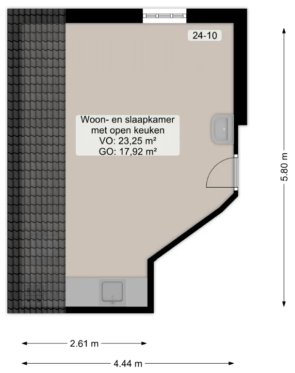 Plan - Studio Apartment with Kitchen in Groningen