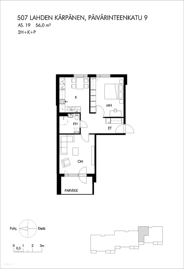 Planimetria - 2-Bedroom Apartment with Balcony in Lahti
