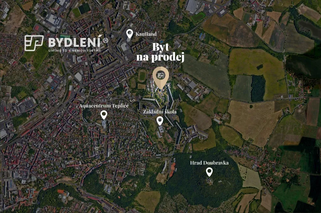 Aerial - Apartment with City and Garden Views in Teplice