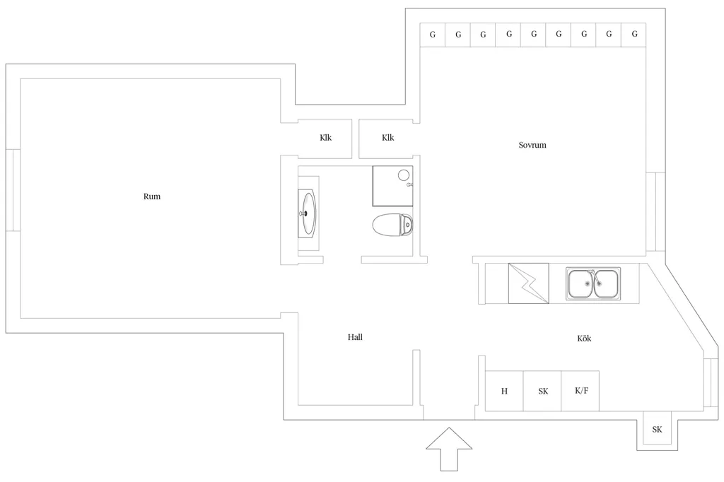 Plan - Charming 2.5-Bedroom Flat with Garden View in Hornstull