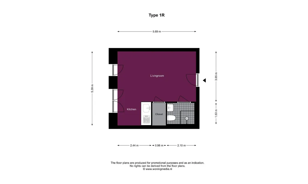 Plaan - 1-Bedroom Flat with Communal Facilities in København SV