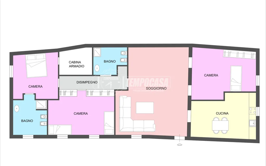 Plan - Rustic-Style Apartment in Pavia's Historic Centre