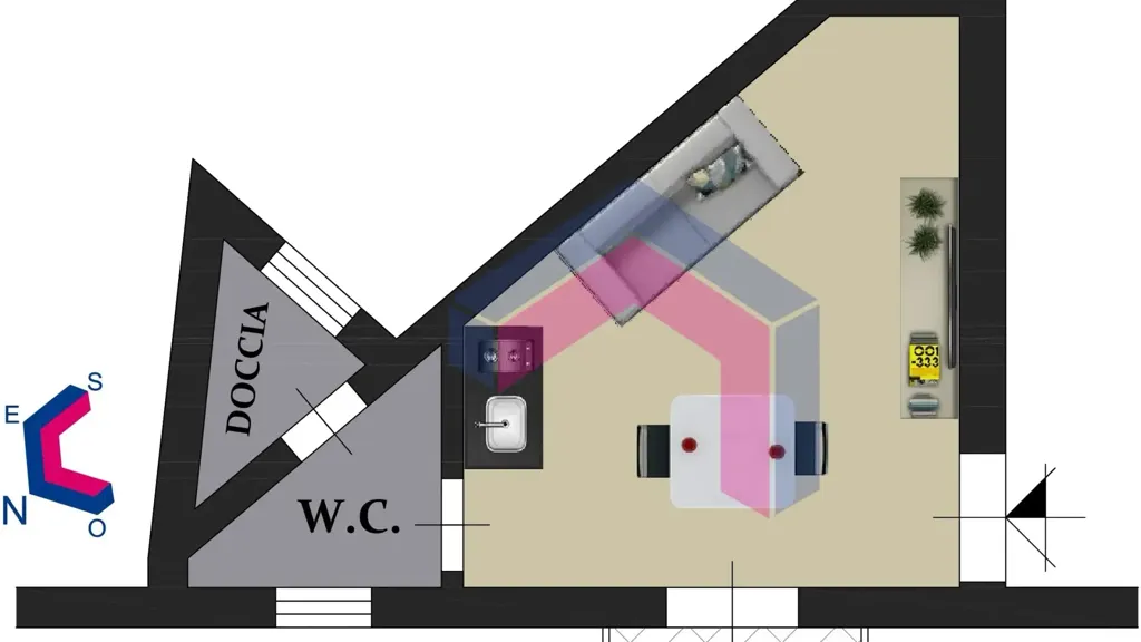Plan - Studio Apartment with Balcony in Palermo