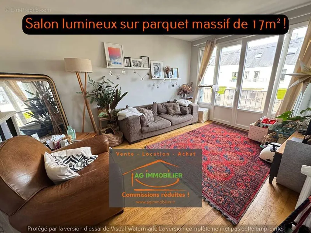 Living Room - Renovated Apartment with Private Cellar in Rennes