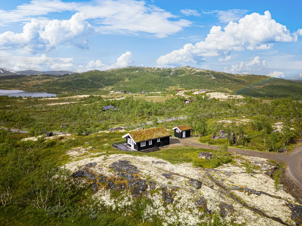Vue aérienne - Traditional Timber Cabin with Mountain Views in Ålen