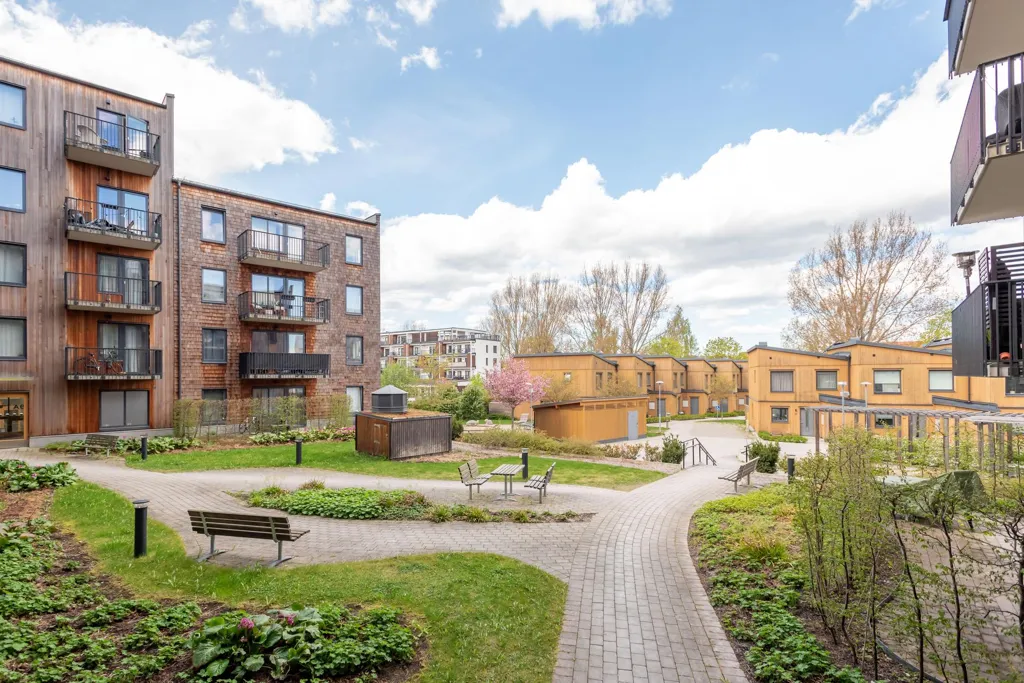 Garden - Modern Flat with Balcony in Södra Ladugårdsängen