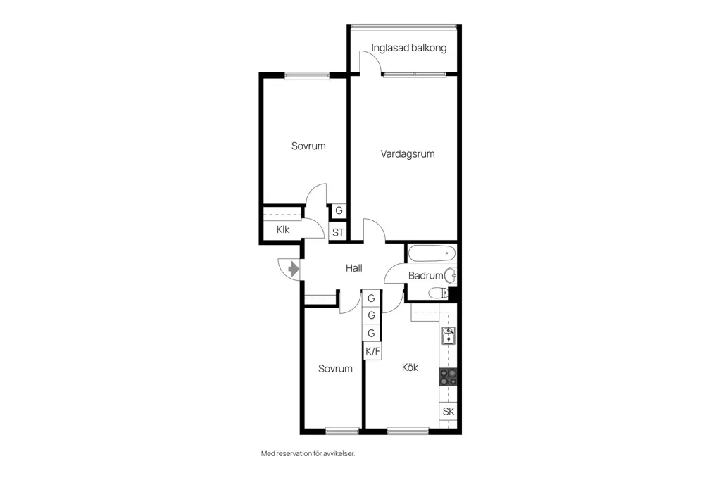 Planimetria - Apartment with South-Facing Balcony in Trelleborg