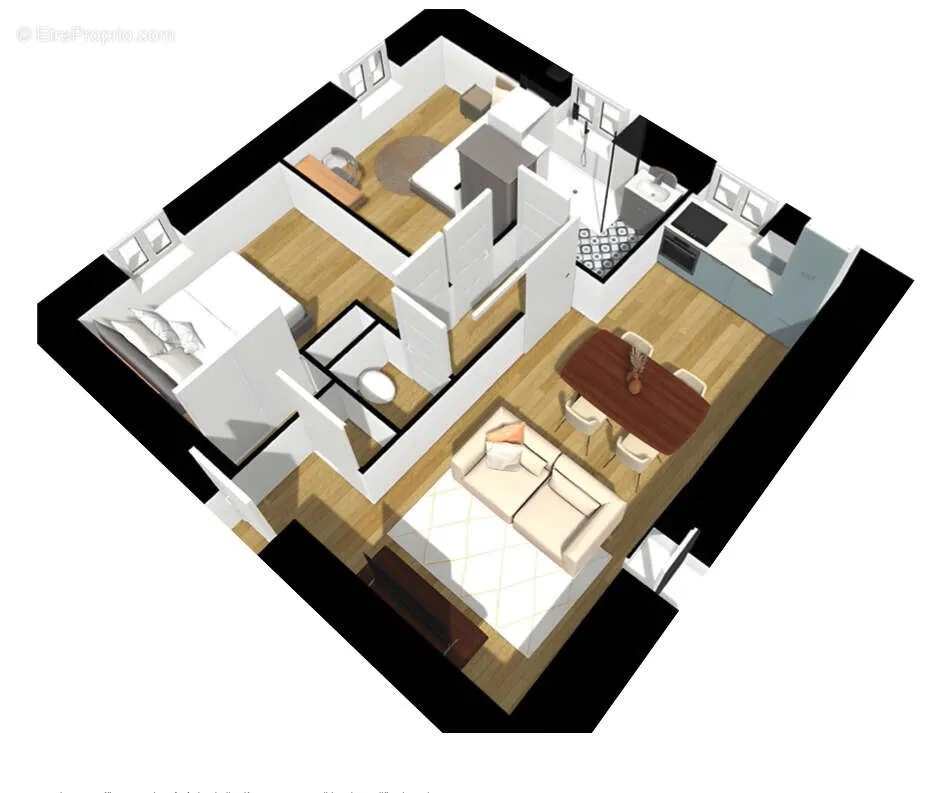 Plan - Appartement T3 Rénové à Vaulx-Milieu