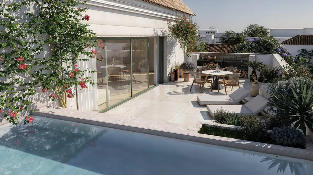Aerial - Contemporary Apartment with Rooftop Pool in Estepona