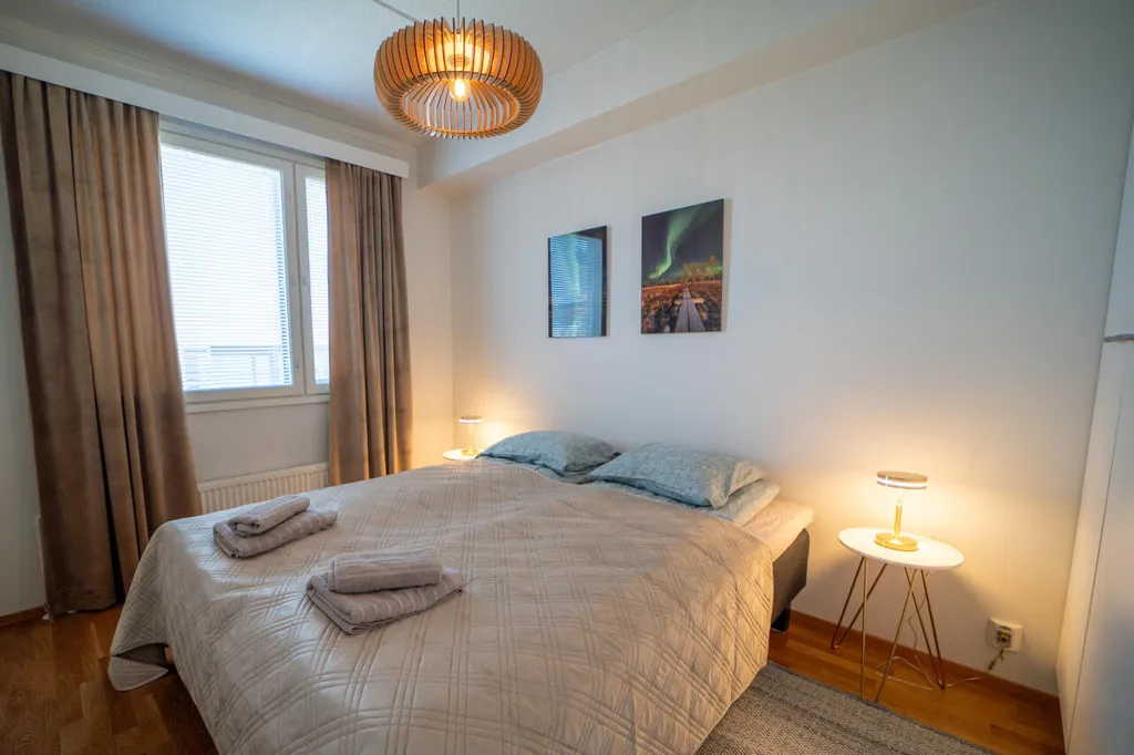 Bedrooms - Modern Studio with Balcony in Rovaniemi Centre