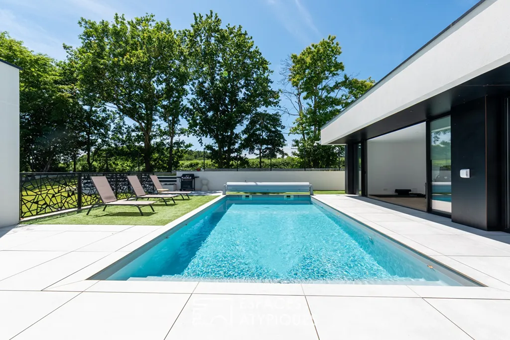 Pool - Architectural Villa with Pool in Rennes