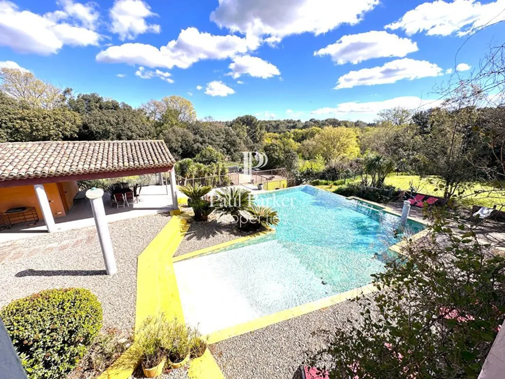 Vue aérienne - Villa Luxueuse avec Piscine à Grans