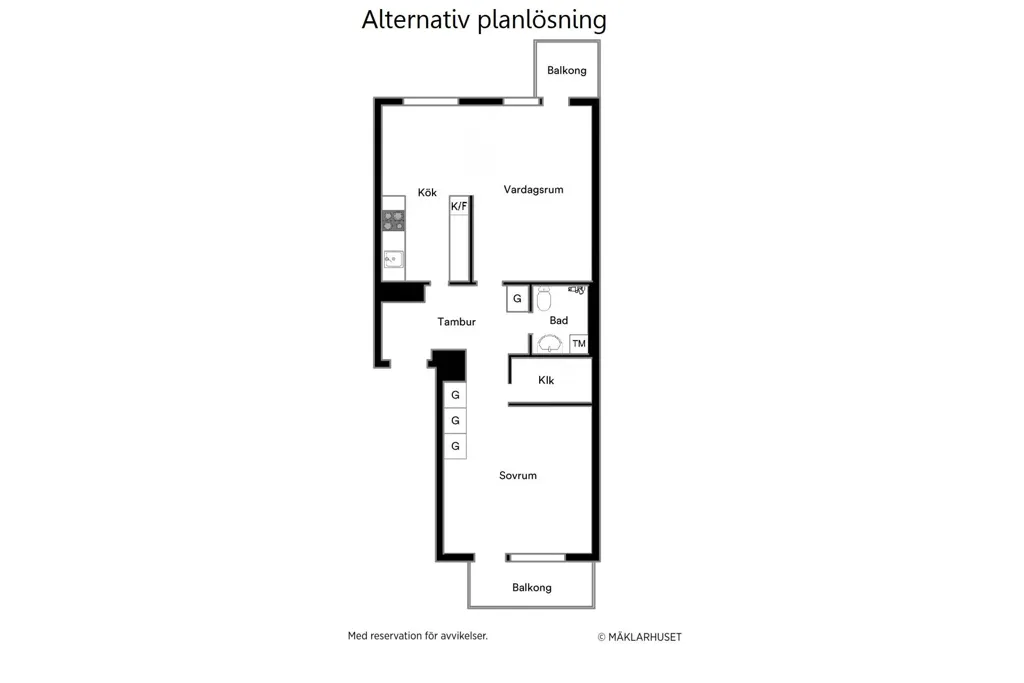 Plan - 2-Bedroom Apartment with Two Balconies in Bromma