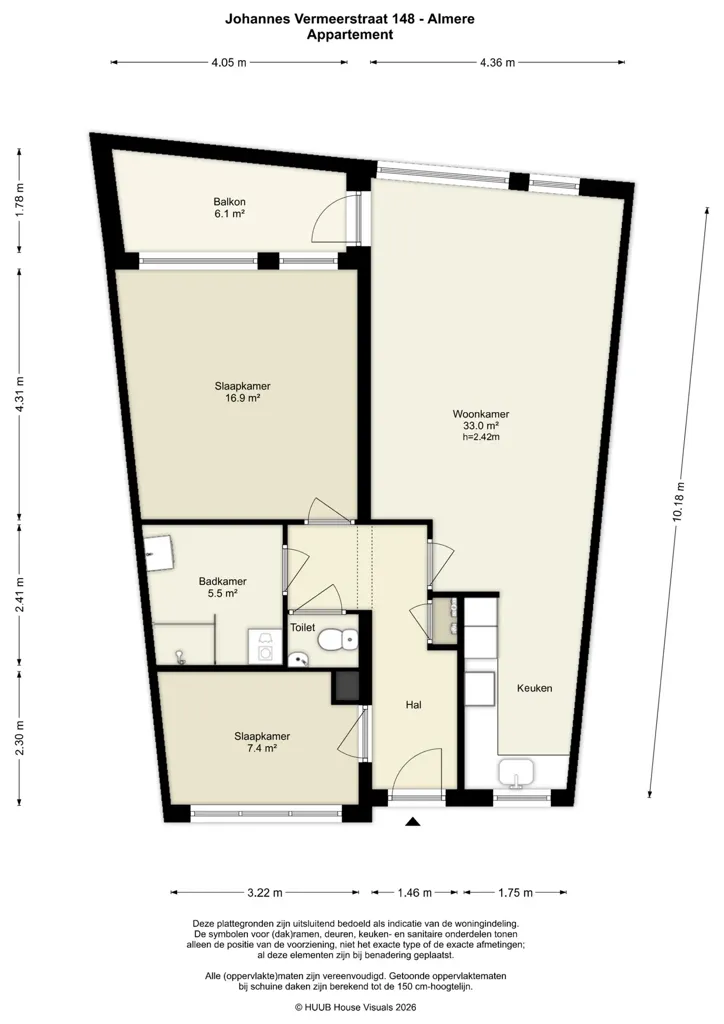 Plaan - Modern Flat with Balcony in Almere