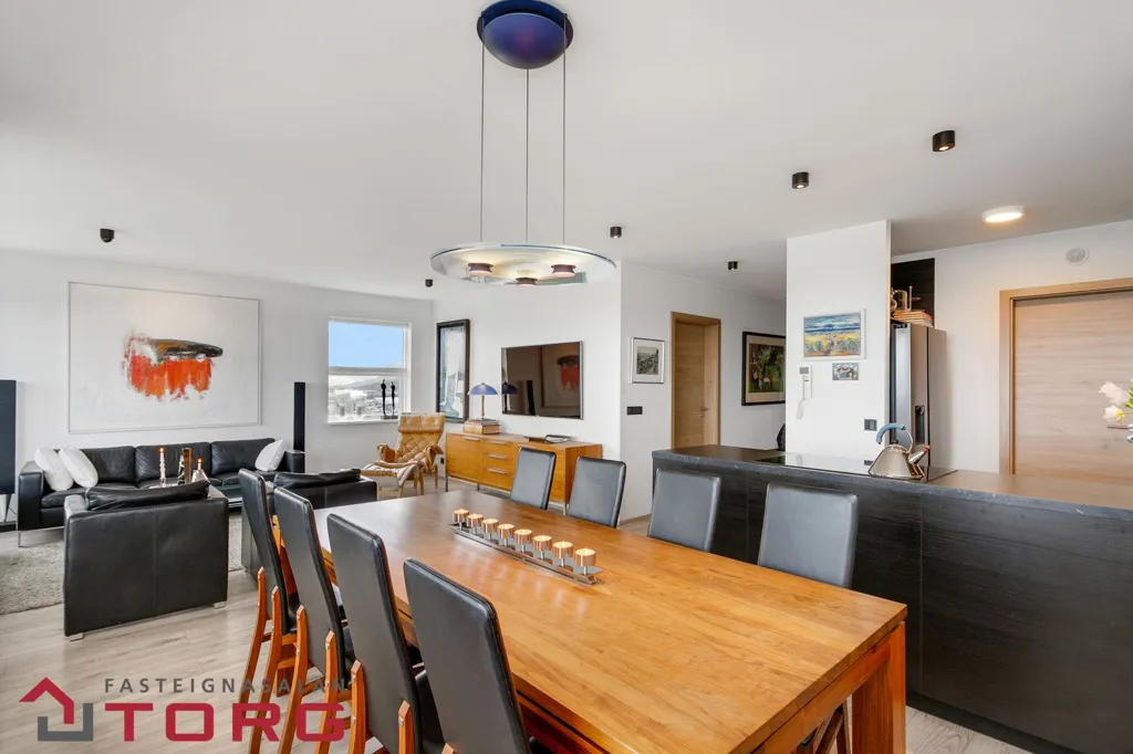 Dining Room - Modernised Apartment with View in Grafarvogur