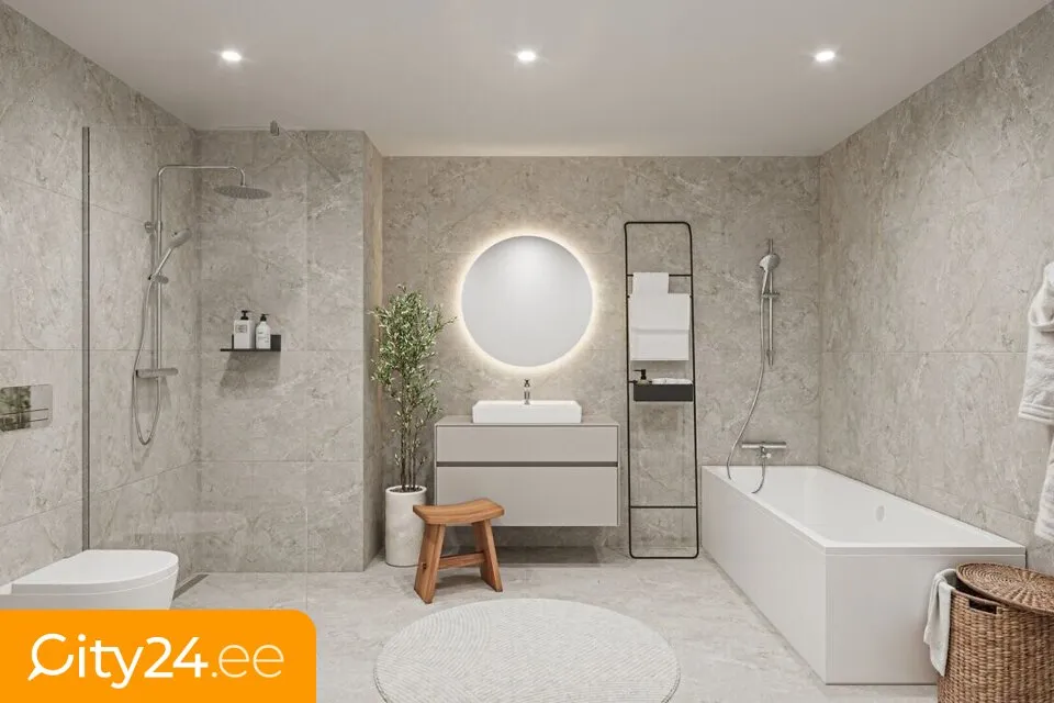 Bathrooms - Apartment with Sauna and Balcony in Kristiine