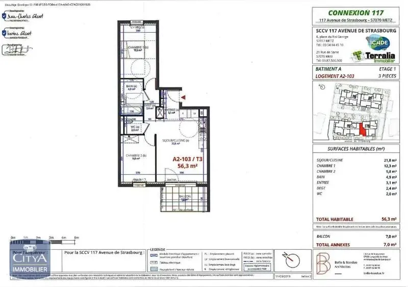 Planimetria - 3-Piece Apartment with Balcony in Metz