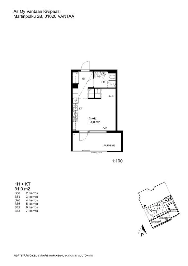 Plan - Right-of-Occupancy Apartment with District Heating in Vantaa