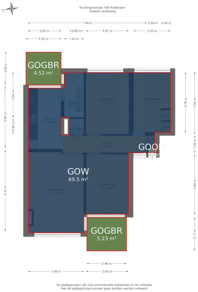 Plan - Four-Bedroom Apartment with Balconies in Rotterdam