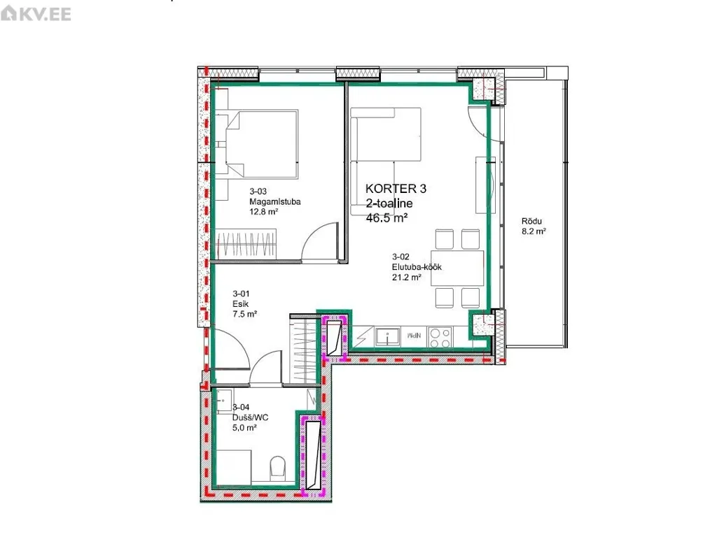 Planimetria - Modern Flat with Balcony in Tallinn City Centre