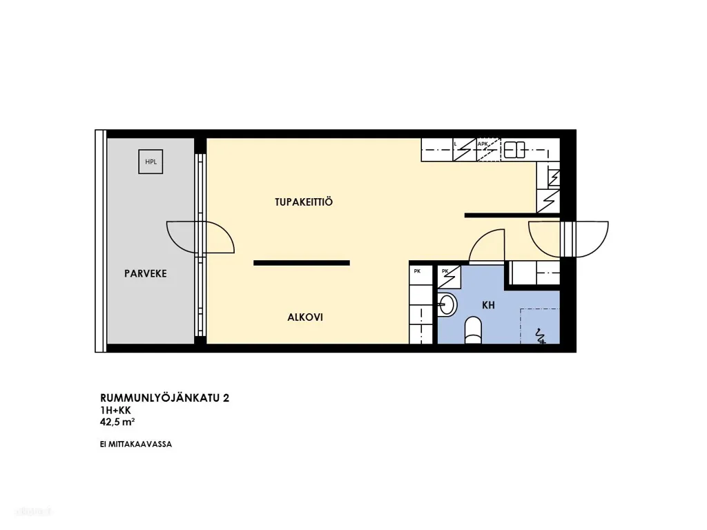 Planimetria - Bright 1-Bed Flat with Balcony in Leppävaara