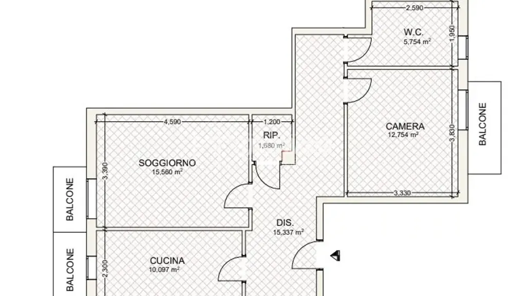 Planimetria - Duplex with Balcony in Milan