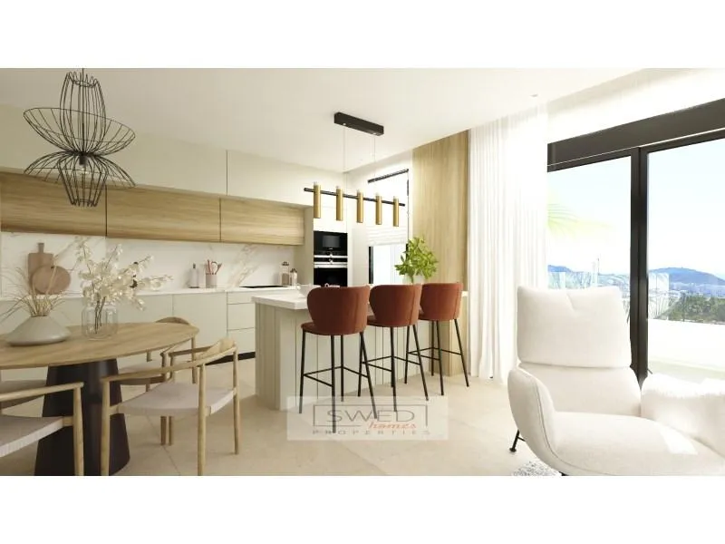Köök - Apartment with Terraces and Pool in Almoradí