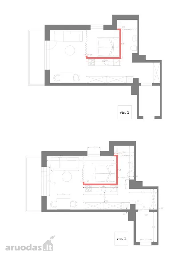 Plan - 2-Bedroom Apartment with Balcony in Vilnius
