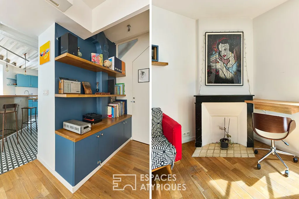 Séjour - Triplex Lumineux en Dernier Étage à Paris