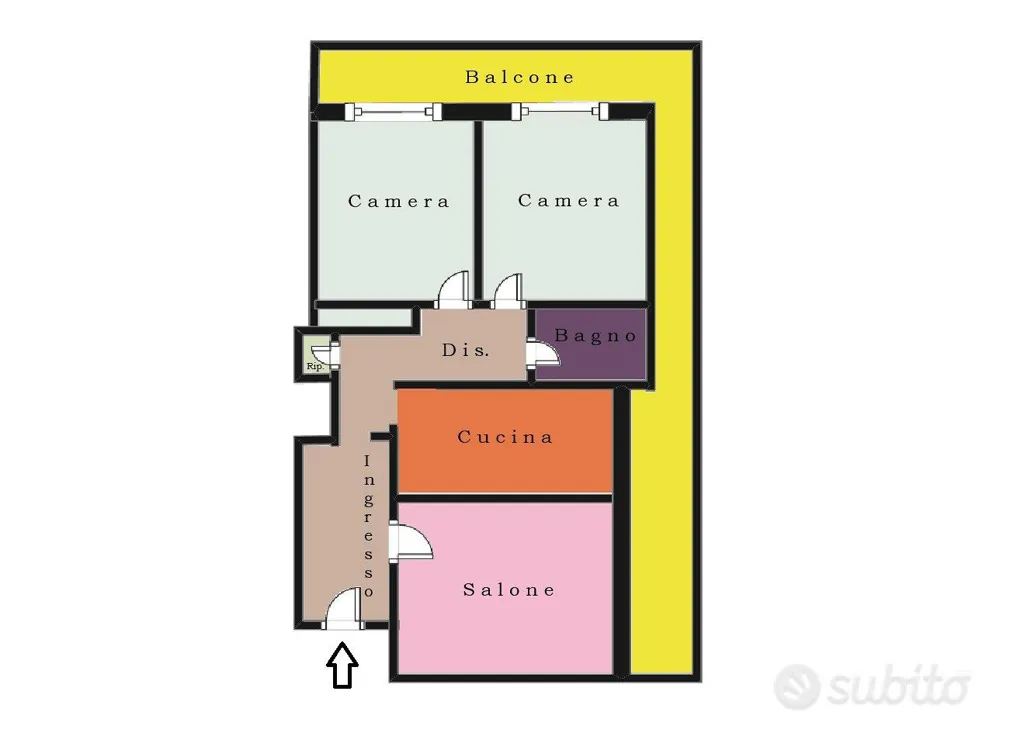 Plan - Bright Triplex with Balcony in Central Rome