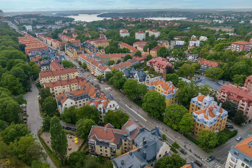 Vue aérienne - Townhouse with Garden in Mälarhöjden