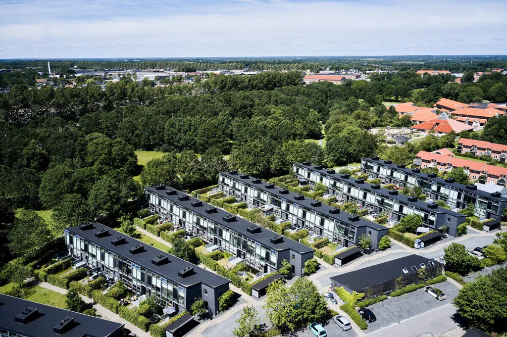 Aerial - Eco-Friendly Terraced House in Ikast