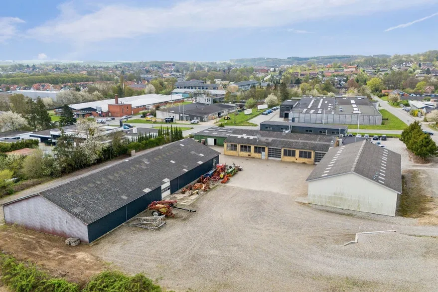 Vista aerea - Office and Workshop Space with Exhibition Area in Odder