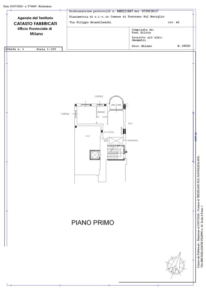 Plan - Two-Bedroom Apartment with Balcony in Trezzano Sul Naviglio