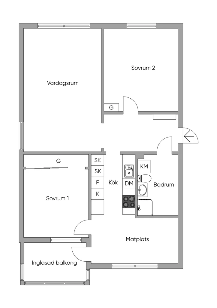 Planimetria - Terraced House with Glazed Balcony in Central Location