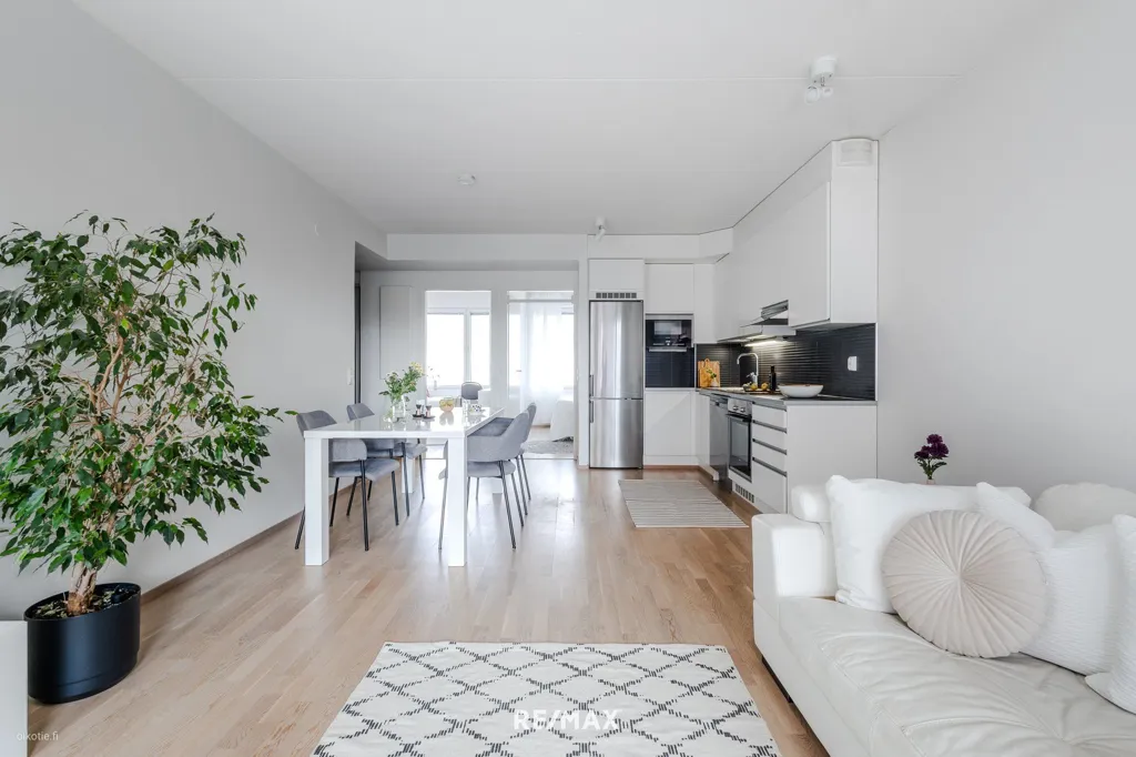 Living Room - Modern Apartment with West-Facing Terrace in Länsi-Pasila