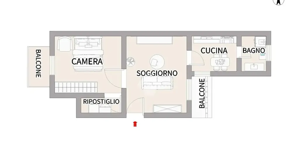 Plaan - Two-Bedroom Apartment in Historic Building, Palermo