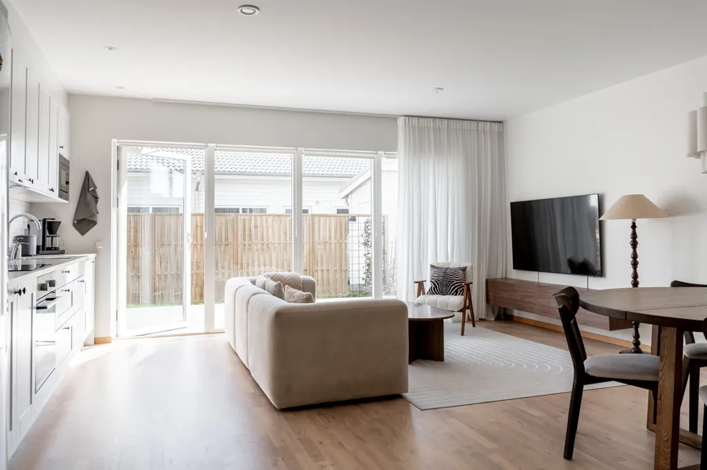 Séjour - Modern Flat with South Terrace in Allarps Terrasser