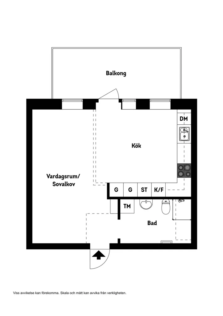 Plan - Modern Studio Flat with Balcony in Gotland