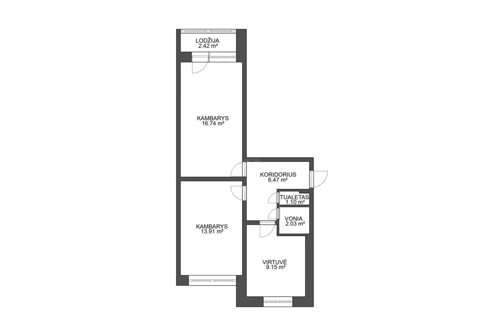 Plaan - Renovated 2-Bedroom Flat in Panevėžys Centre
