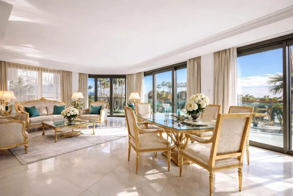 Séjour - Appartement de Luxe avec Vue Mer à Cannes