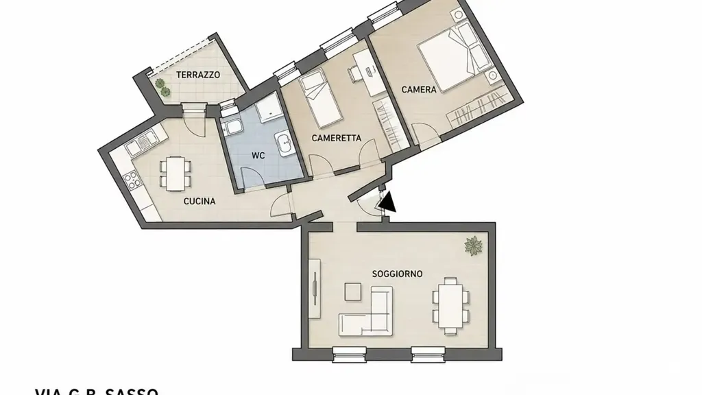Plan - Fully Rented Flat with Garden in Genoa