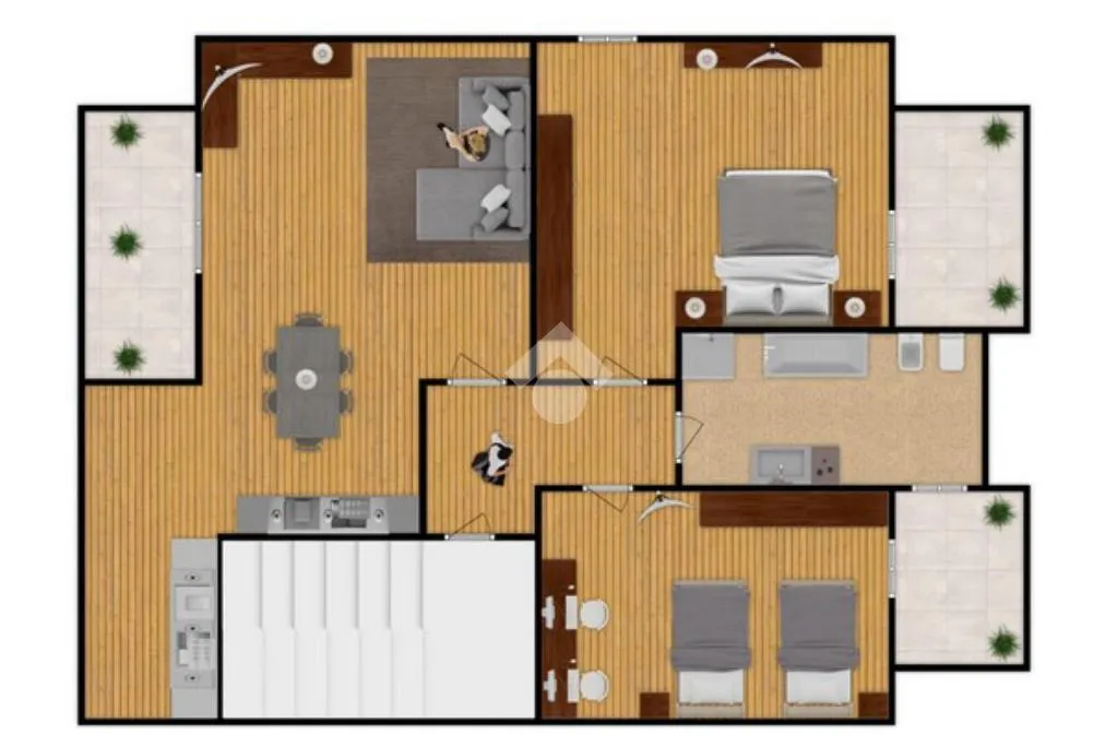 Plan - Top Floor Apartment with Balconies in Rozzano