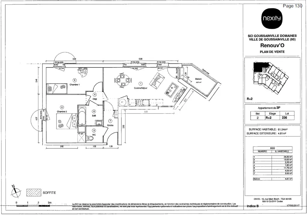 Plan - Appartement 3 Pièces avec Balcon à Goussainville