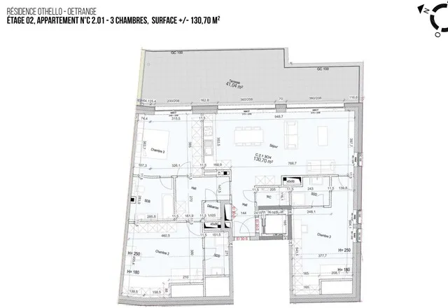 Plan - Penthouse 3 Chambres avec Terrasse à Oetrange