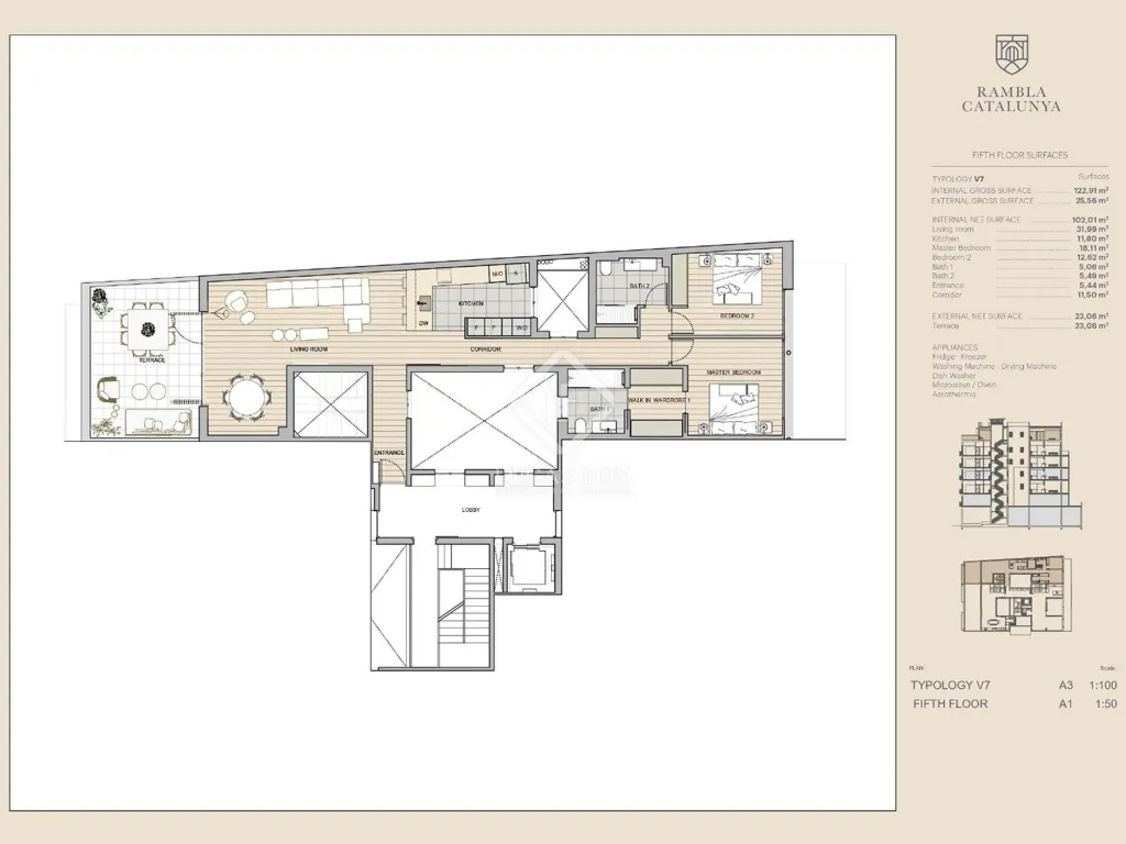 Plan - Renovated Apartment with Terrace in Eixample Right