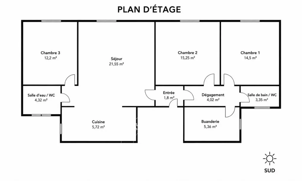 Plan - Appartement 3 Chambres avec Vue Sud à Paris 8