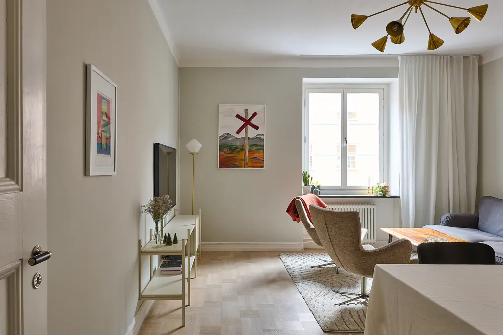 Séjour - Charming 2.5-Bedroom Flat with Garden View in Hornstull
