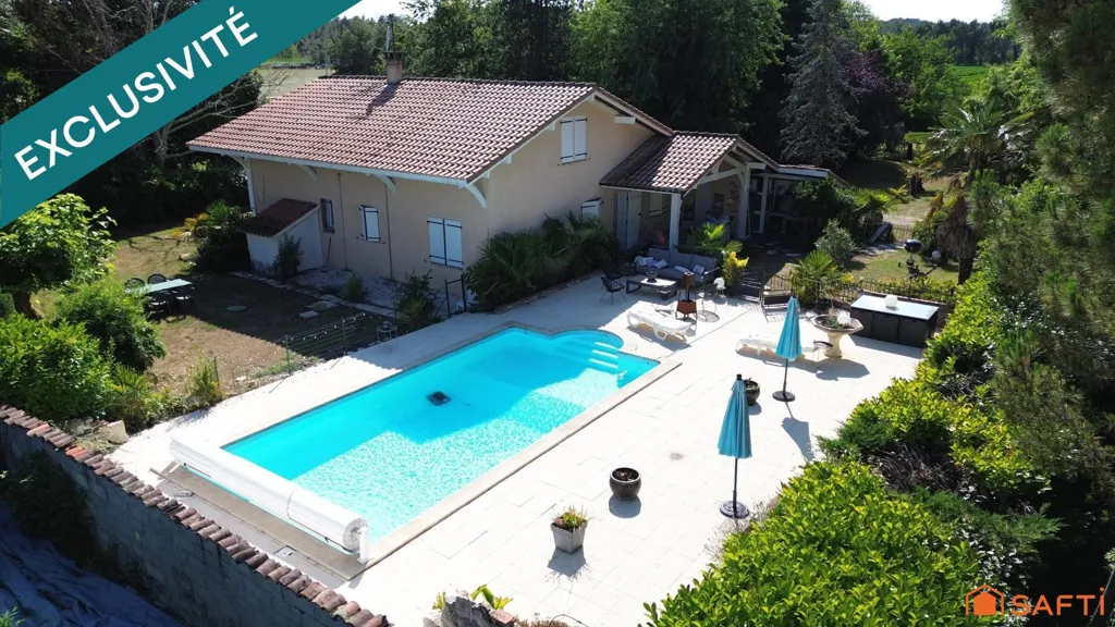 Vue aérienne - Villa Landaise avec Piscine à Léon